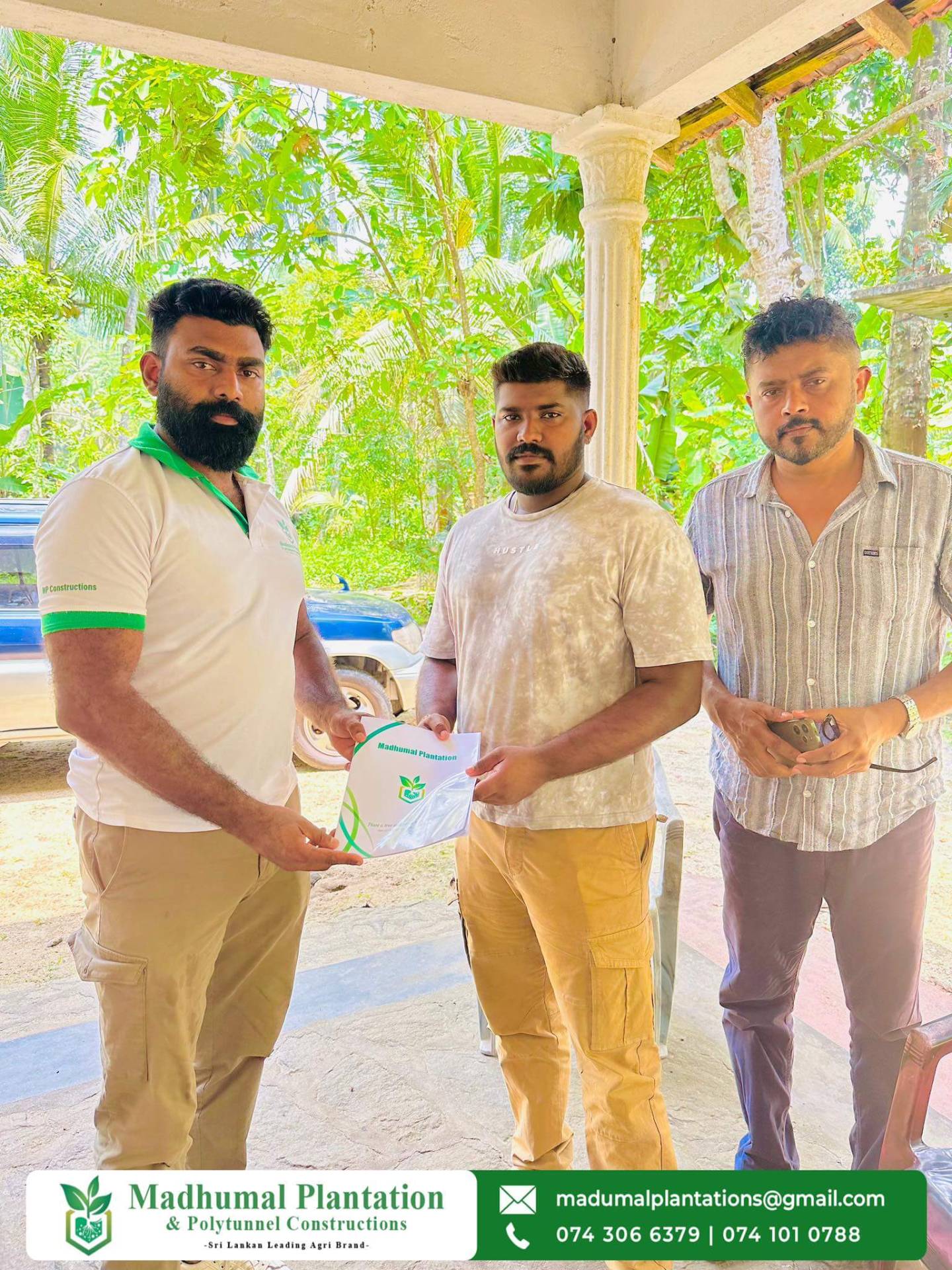 Customer signing polytunnel construction agreement
